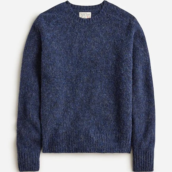 NWT J Crew 100% Brushed Wool Crewneck Sweater in Heather Pacific Dark Blue - Picture 1 of 5